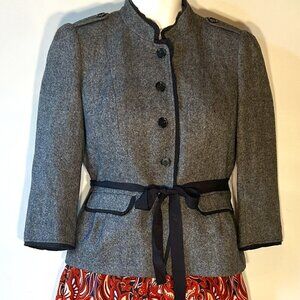 Loft SZ 10P Classic Charcoal Wool Blazer Capsule Wardrobe Academia Career Wester